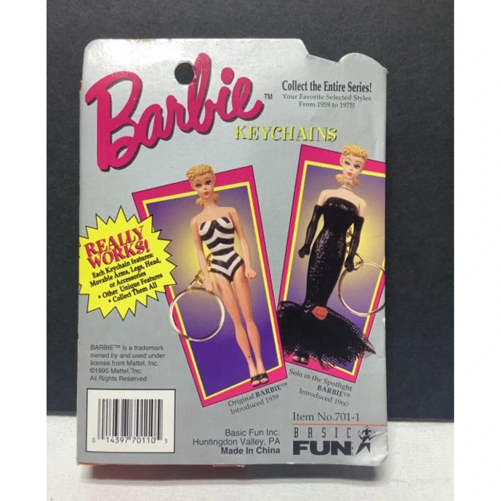 New 1995 Basic Fun Barbie Keychain Doll Miniature 1960 #701-0 NIB